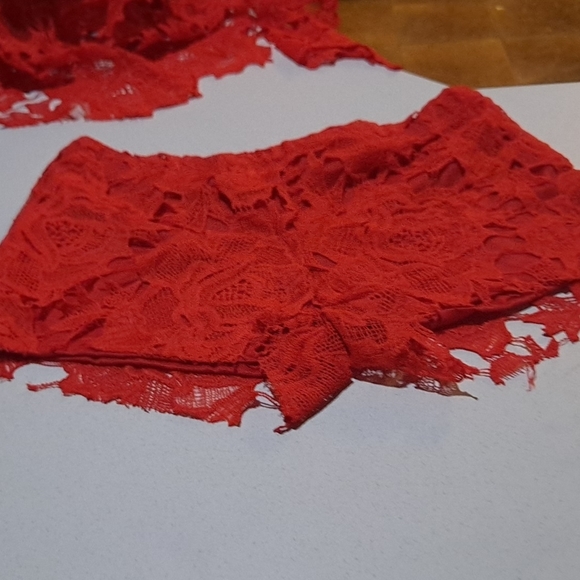 Red lace sexy short set - Picture 2 of 5